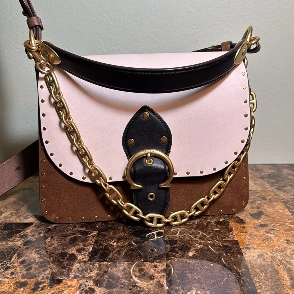 Coach Beat Shoulder Bag In Colorblock With Rivets - Picture 7 of 13